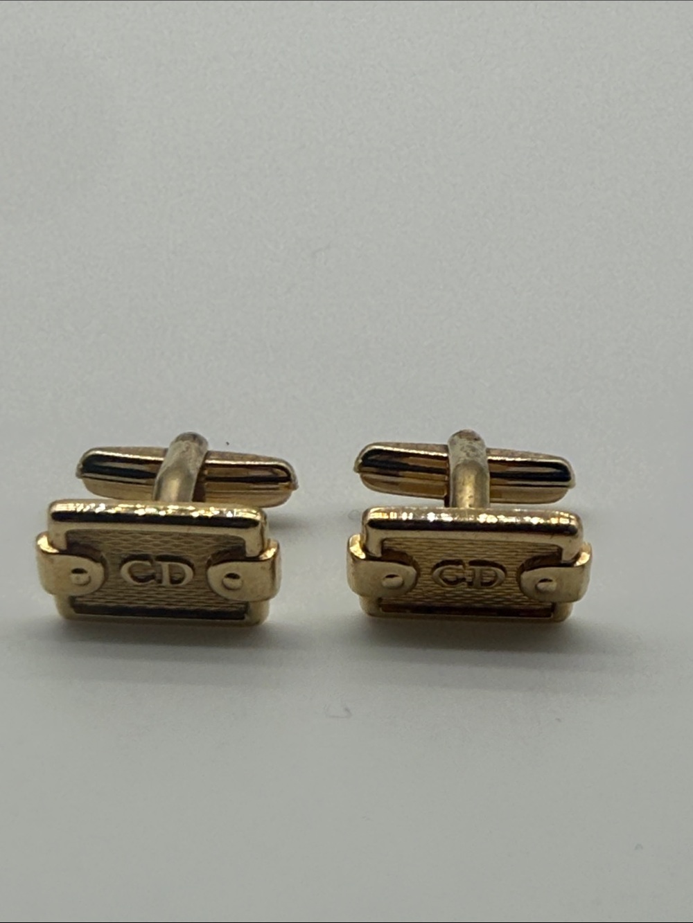 Vintage Christian Dior CD Logo Gold Tone Cufflinks Chr. Dior Signed